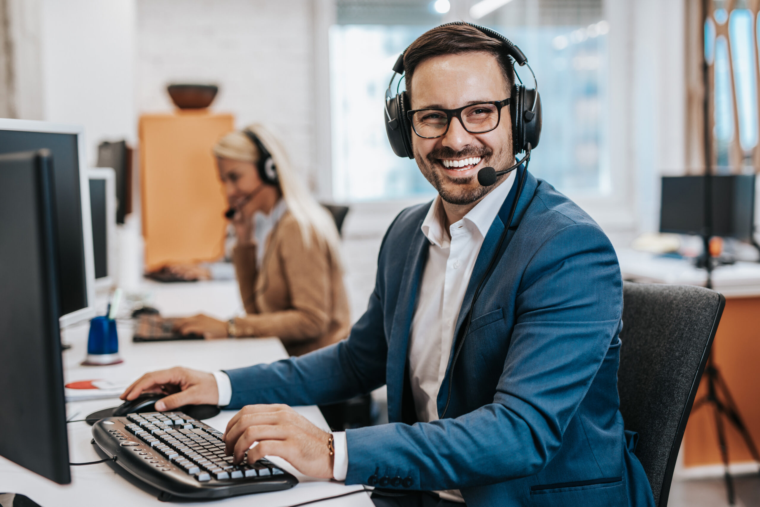 Male Customer Service Representative Working